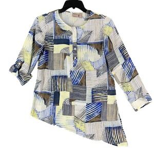 Chicos‎ Shirt Womens Small Business Career Blouse Henley Office Chic Casual